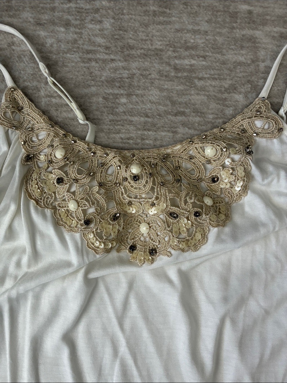 Express White Camisole with Gold Lace Appliqué - Picture 3 of 3